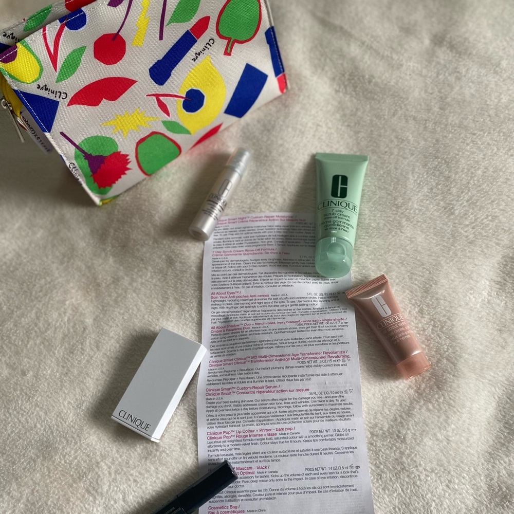 Clinique unopened makeup + bag